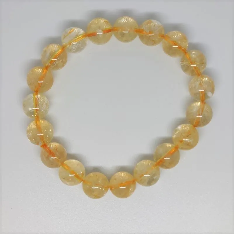 Citrine Round Bead Crystal Bracelet