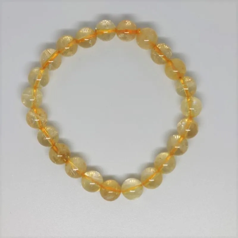 Citrine Round Bead Crystal Bracelet