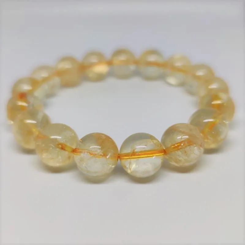 Citrine Round Bead Crystal Bracelet