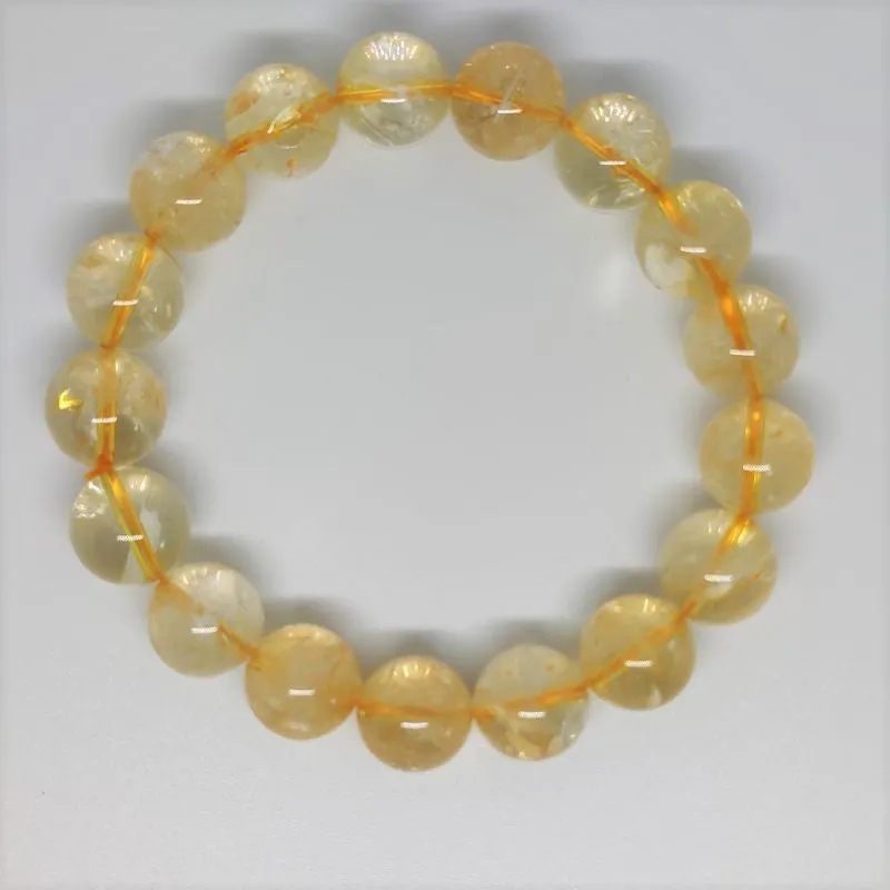Citrine Round Bead Crystal Bracelet