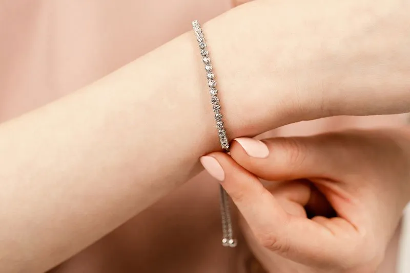 Classic 4 Prong Adjustable Lab-Grown Diamond Bracelet with 2.56 ct.(finished) 3.5mm