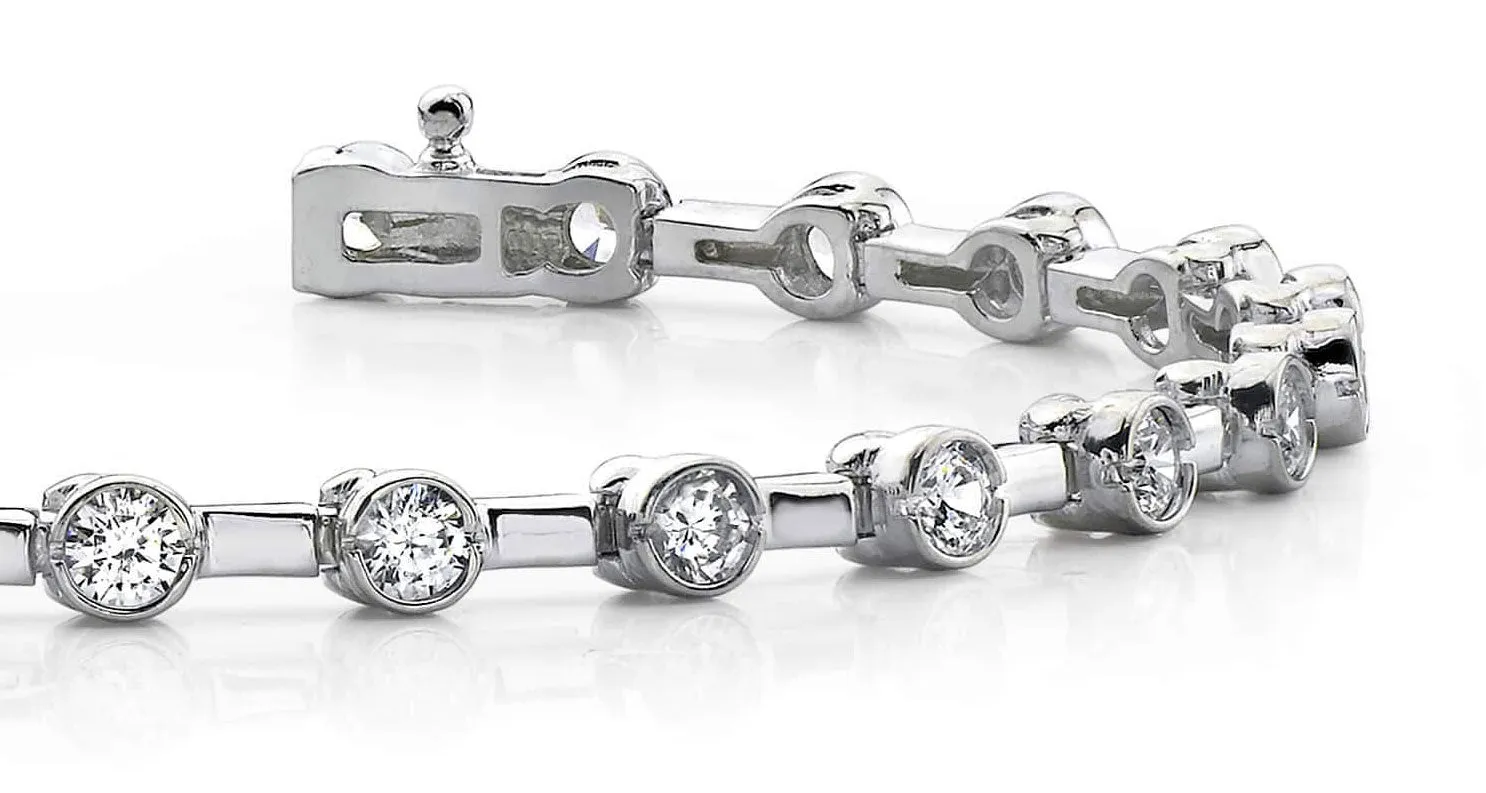 Classic Column Link Bezel Set Diamond Bracelet with 3.96 ct.(finished) 3.7mm
