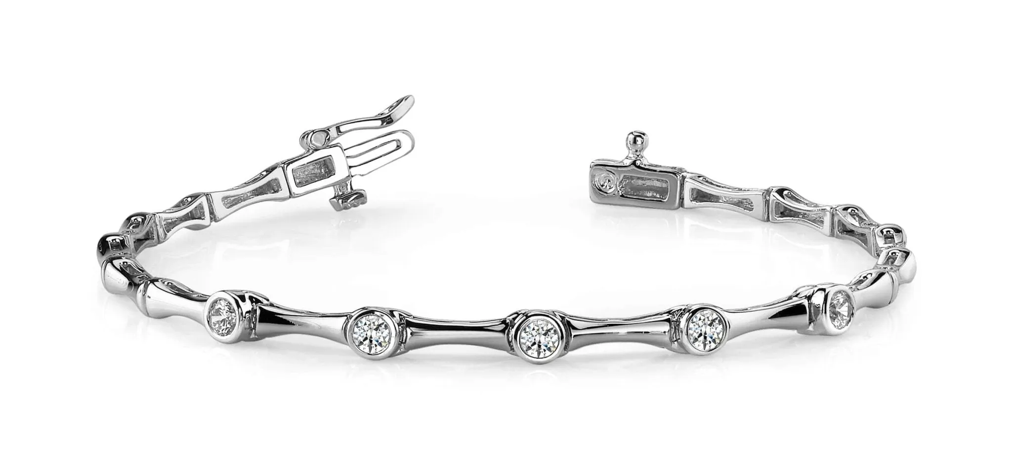 Classic Column Link Five Diamond Bracelet with 1.00 ct.(finished) 3.8mm