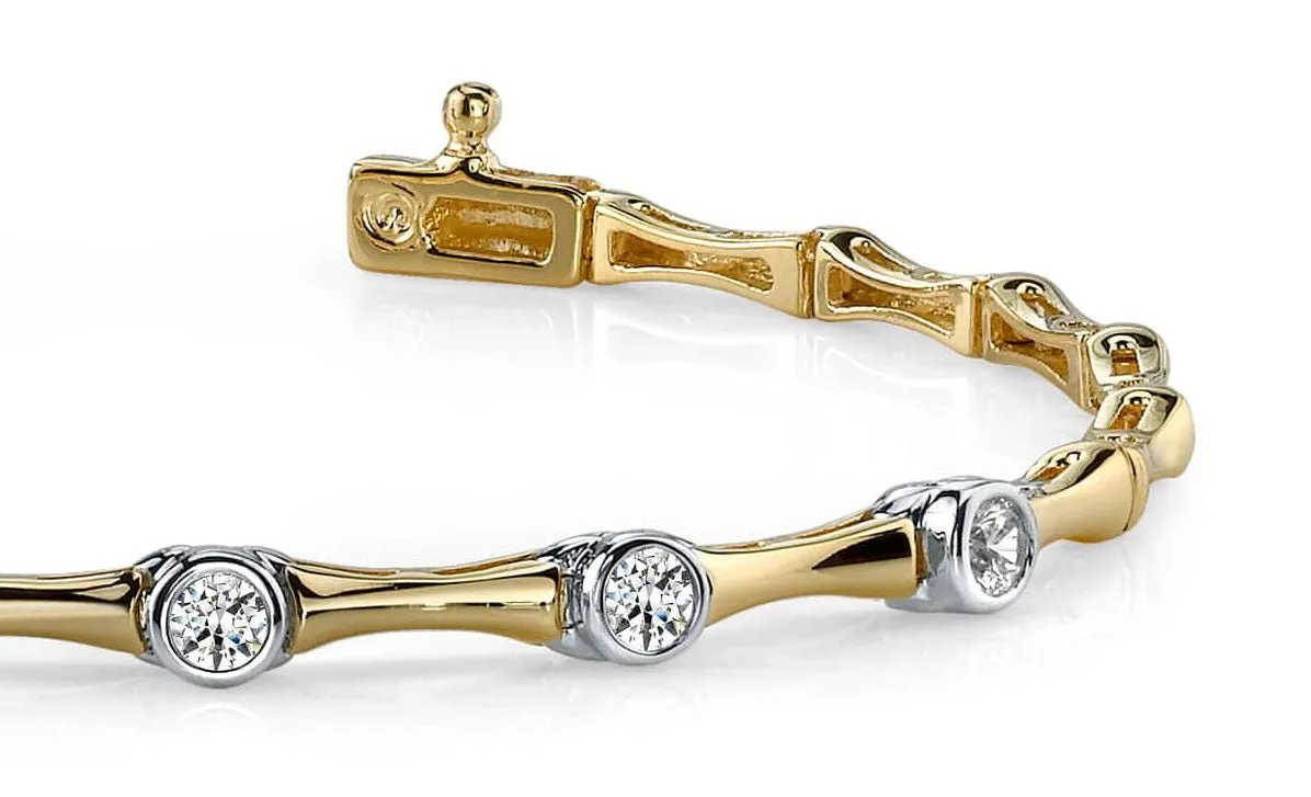 Classic Column Link Five Diamond Bracelet with 1.00 ct.(finished) 3.8mm
