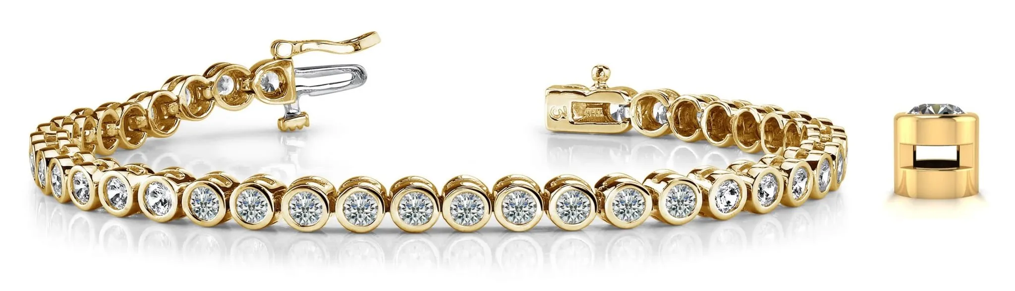 Classic Round Bezel Set Lab-Grown Diamond Tennis Bracelet with 3.44 ct.(finished) 2.75mm
