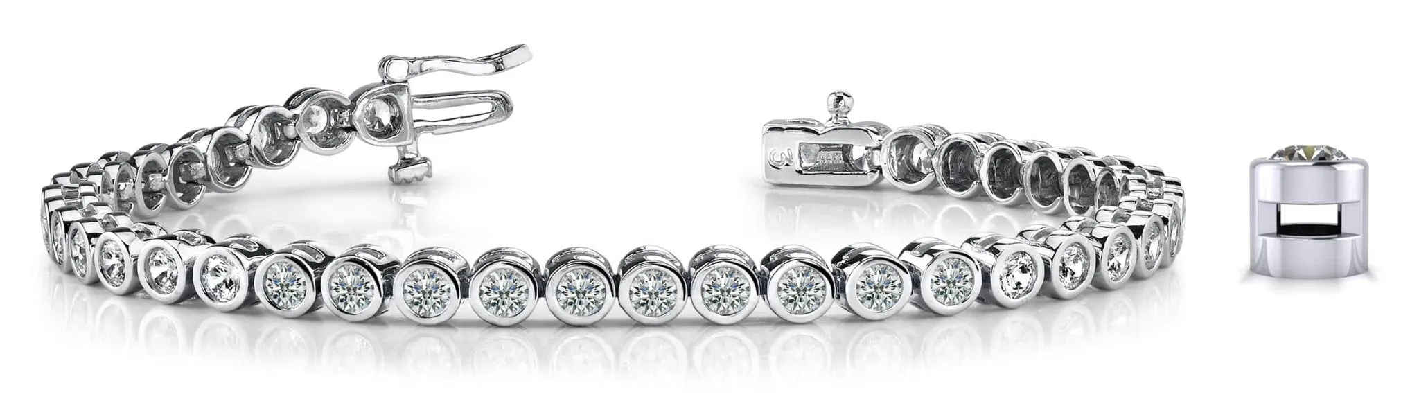 Classic Round Bezel Set Lab-Grown Diamond Tennis Bracelet with 3.44 ct.(finished) 2.75mm