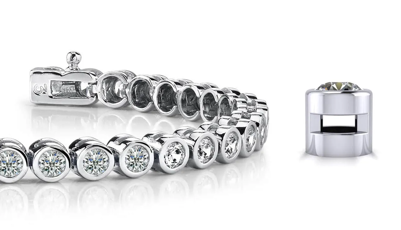 Classic Round Bezel Set Lab-Grown Diamond Tennis Bracelet with 3.44 ct.(finished) 2.75mm