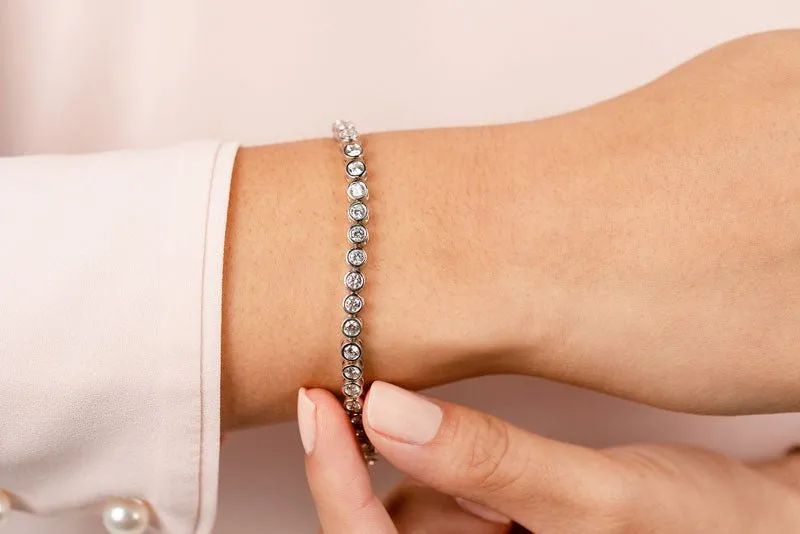 Classic Round Bezel Set Lab-Grown Diamond Tennis Bracelet with 3.44 ct.(finished) 2.75mm