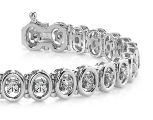 Classic Two Tone Oval Link Diamond Bracelet with 1.86 ct.(finished) 2.5mm