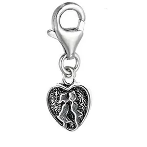 Clip on Couple Kissing Pendant for European Jewelry w/ Lobster Clasp
