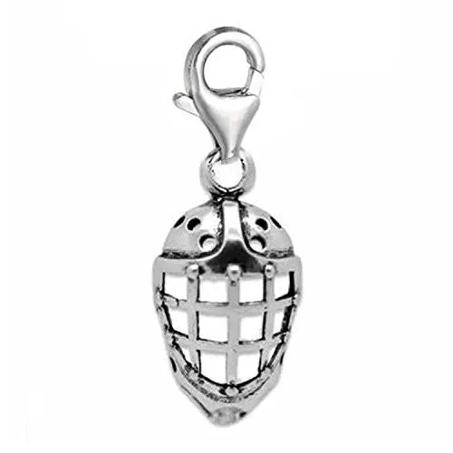 Clip-on Hockey Helmet Charm for European Charm Jewelry w/ Lobster Clasp