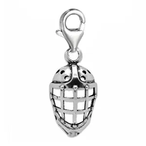Clip-on Hockey Helmet Charm for European Charm Jewelry w/ Lobster Clasp