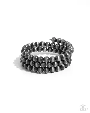 Coiled Catwalk - Silver - Navajo Pearl Bead Paparazzi Coil Bracelet