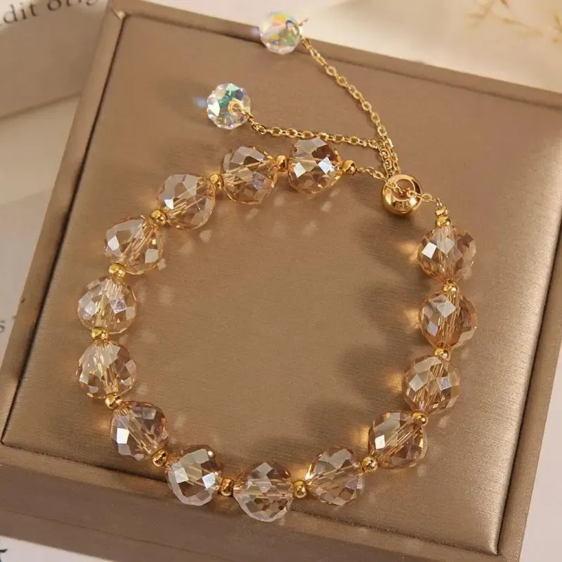 Colorful Artificial Austria Crystal Bracelet New Shiny Stone Beads Rope Chain Strand Bracelets for Women Party