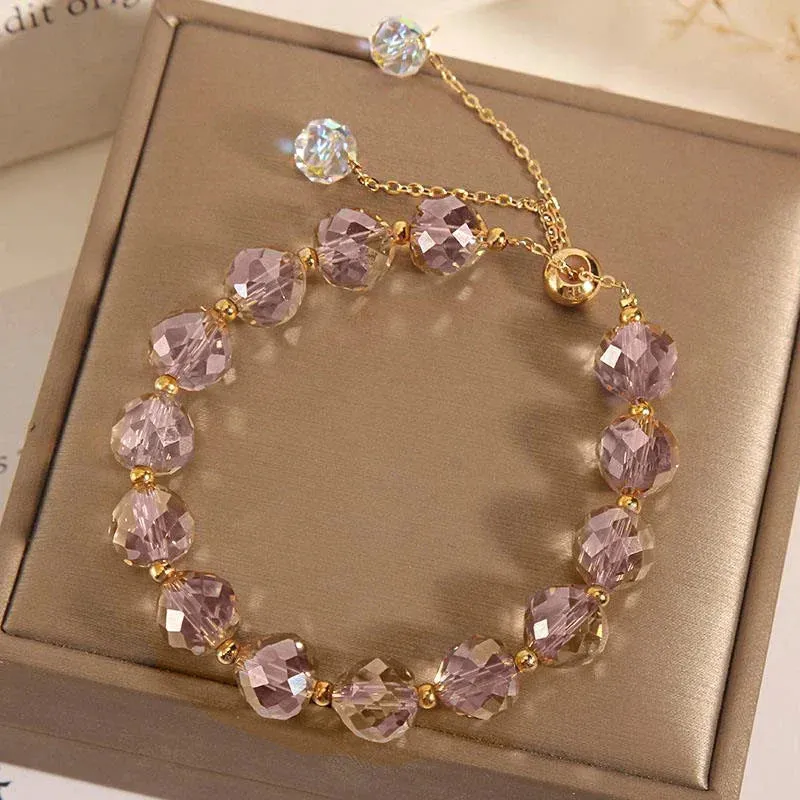 Colorful Artificial Austria Crystal Bracelet New Shiny Stone Beads Rope Chain Strand Bracelets for Women Party