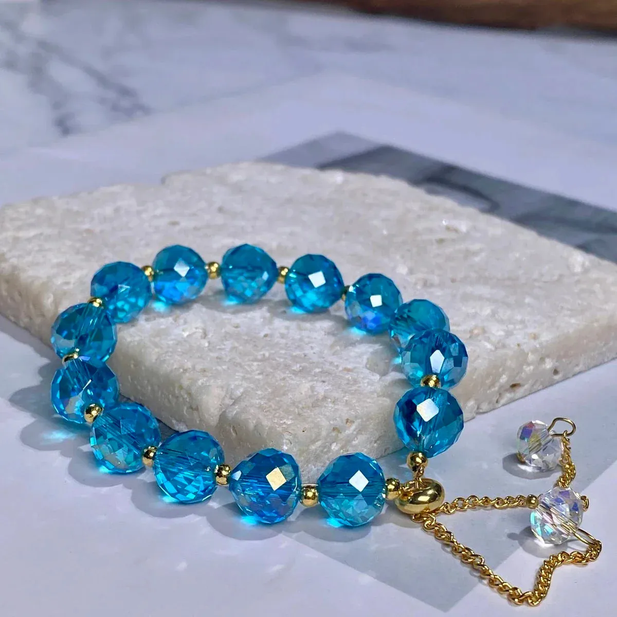 Colorful Artificial Austria Crystal Bracelet New Shiny Stone Beads Rope Chain Strand Bracelets for Women Party