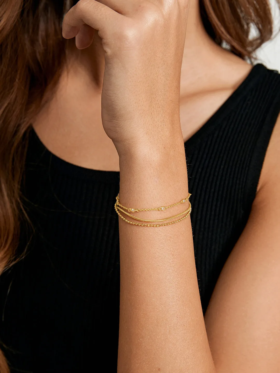 Crystal Beaded Layered Bracelet