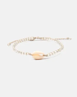 Crystal Clear Rainbow Shell  Bracelet | Silver