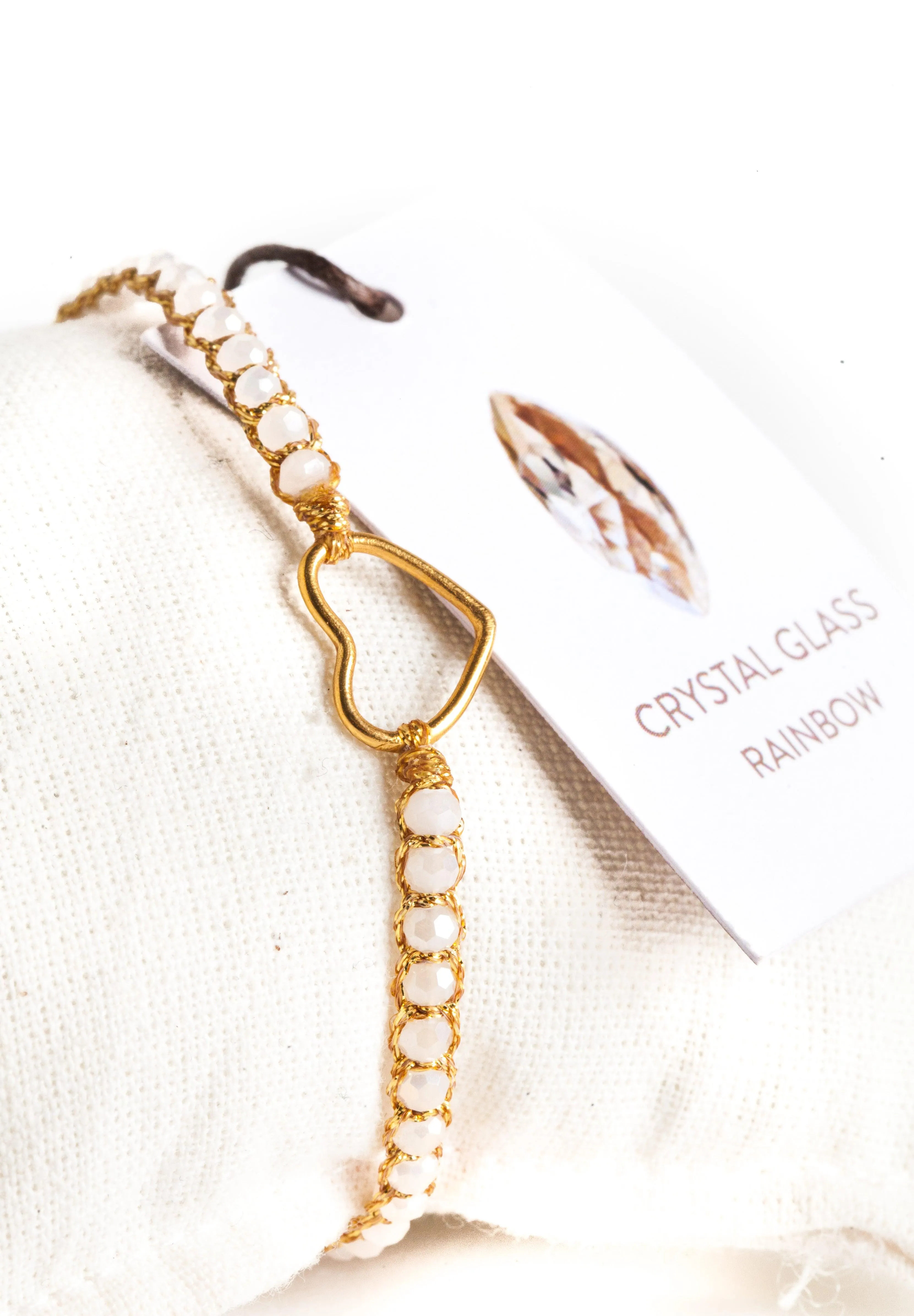 Crystal Rainbow Heart Bracelet | Gold