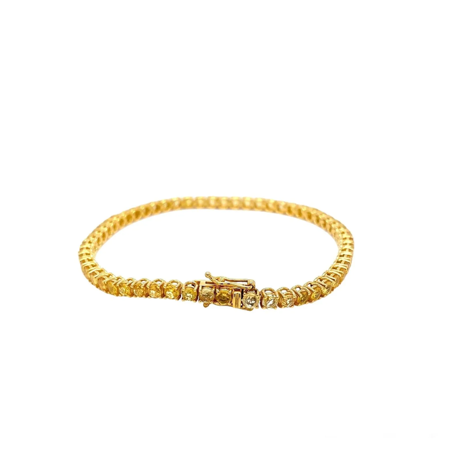 CTW 6.5 Natural Yellow Sapphire Gold Tennis Bracelet
