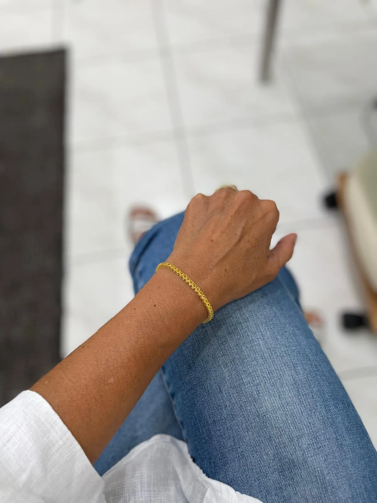 CTW 6.5 Natural Yellow Sapphire Gold Tennis Bracelet
