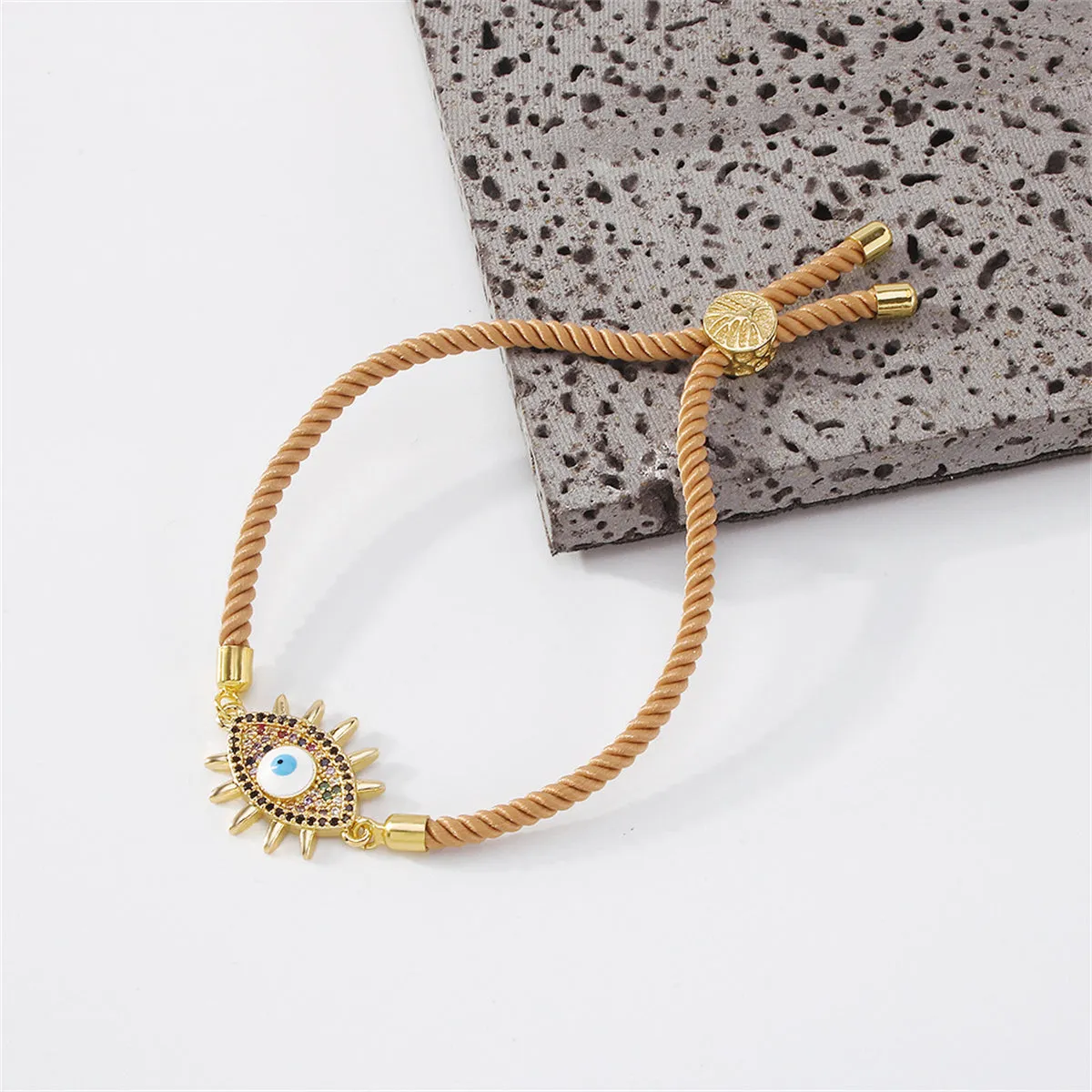 Cubic Zirconia & 18K Gold-Plated Evil Eye Charm Bracelet