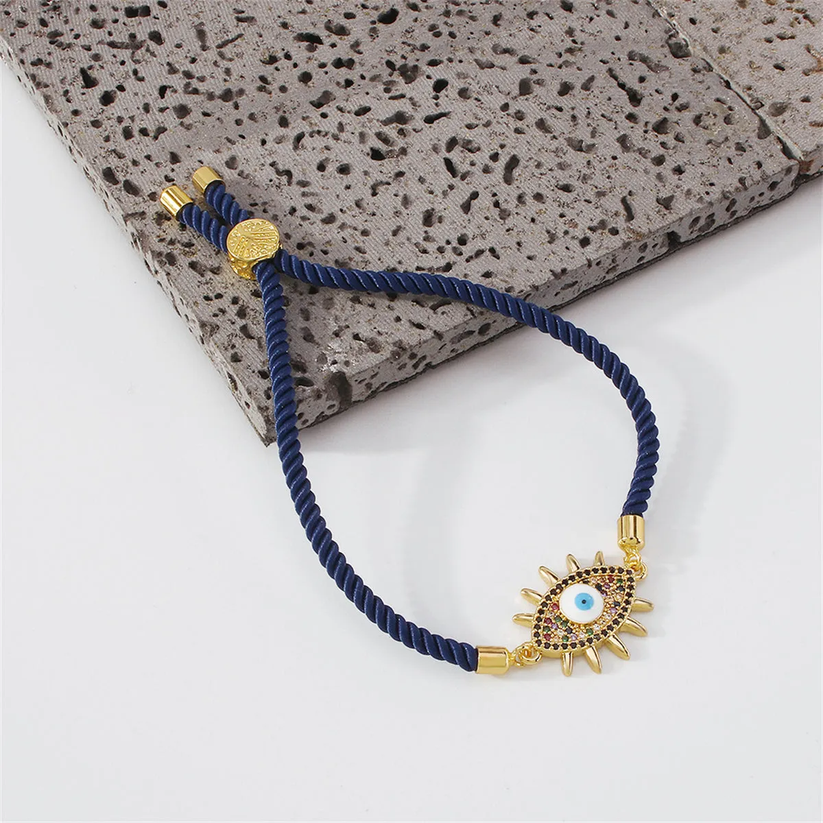 Cubic Zirconia & 18K Gold-Plated Evil Eye Charm Bracelet