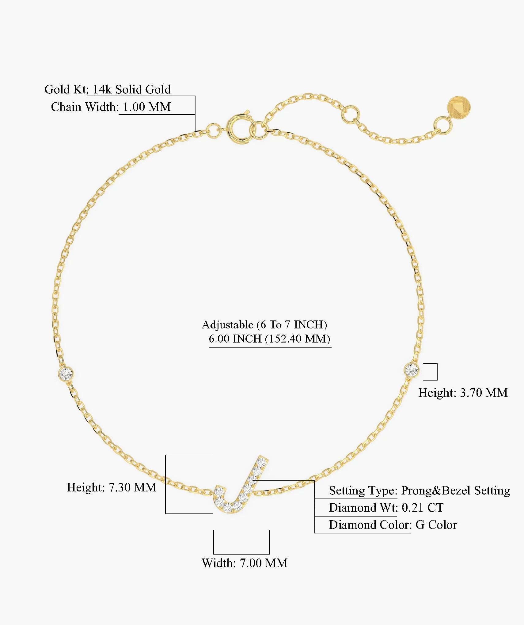 Custom J Diamond Bracelet