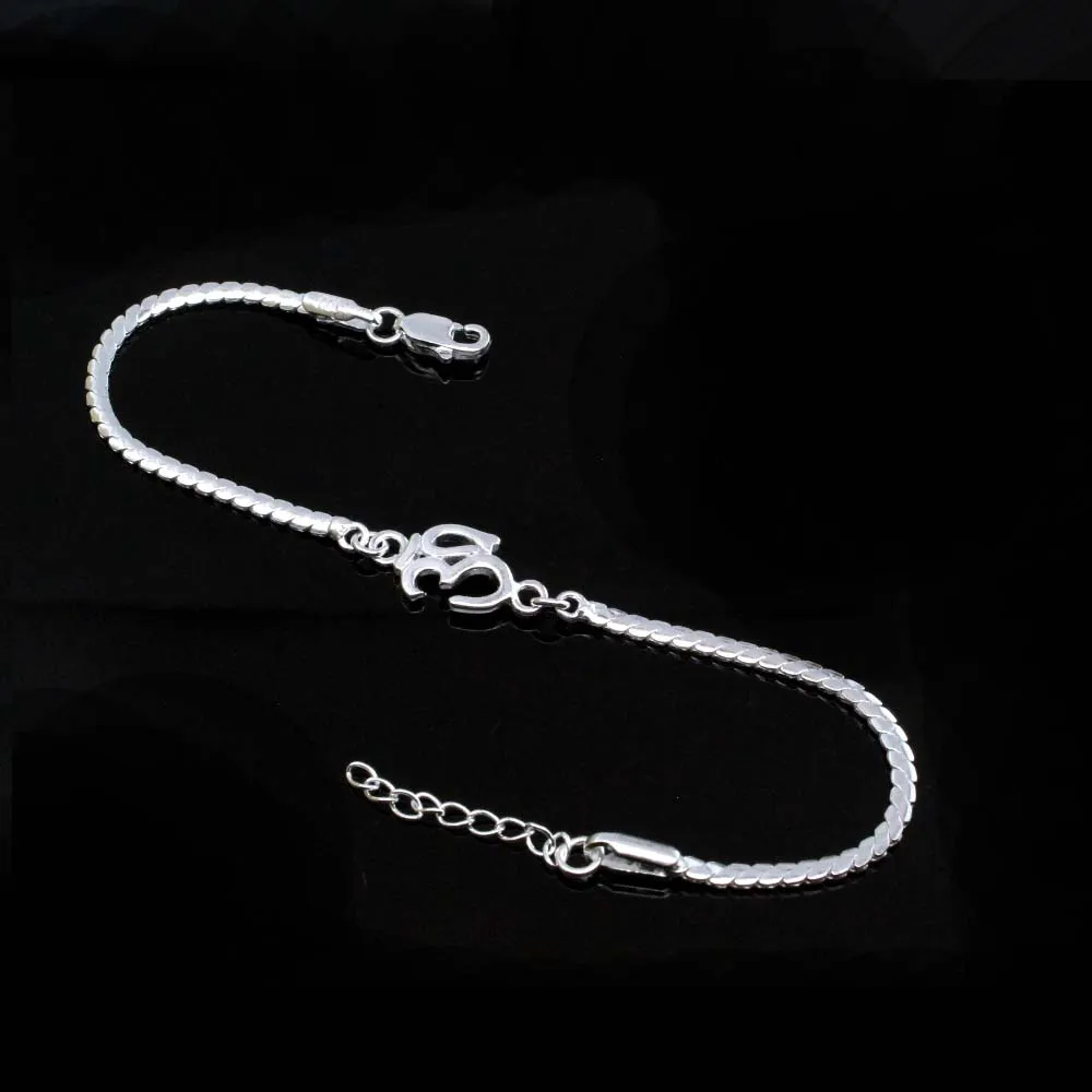 Cute 925 Silver bracelet OM Rakhi for men women 8"