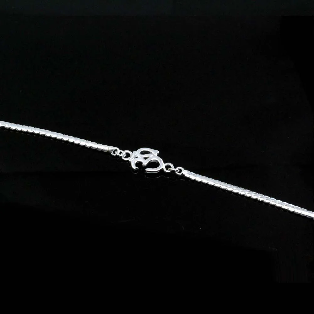 Cute 925 Silver bracelet OM Rakhi for men women 8"