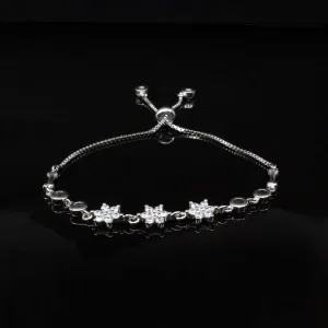 Cute CZ 925 Sterling Silver Bracelet for Girls in platinum finish