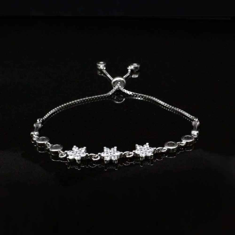 Cute CZ 925 Sterling Silver Bracelet for Girls in platinum finish