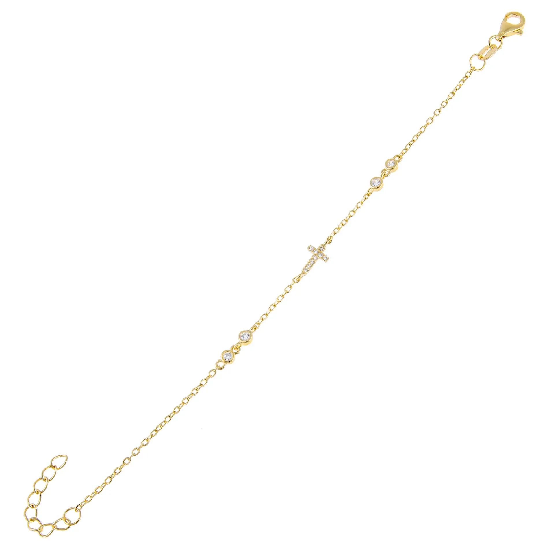 CZ Bezel Cross Bracelet