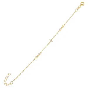 CZ Bezel Cross Bracelet