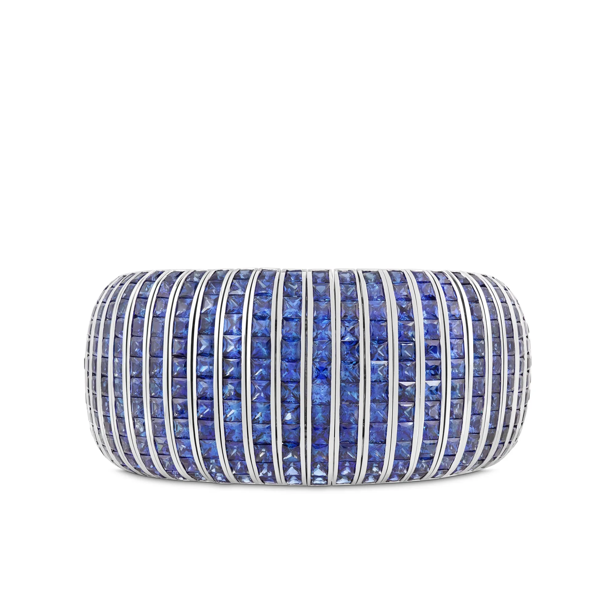 Deco Bangle in 18ct White Gold with Sapphire