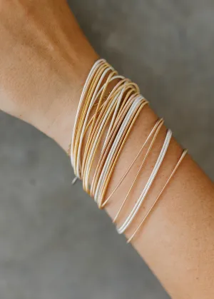 Dia Stainless Steel Spring Bangle Bracelets - WARM Mixed Metals Set