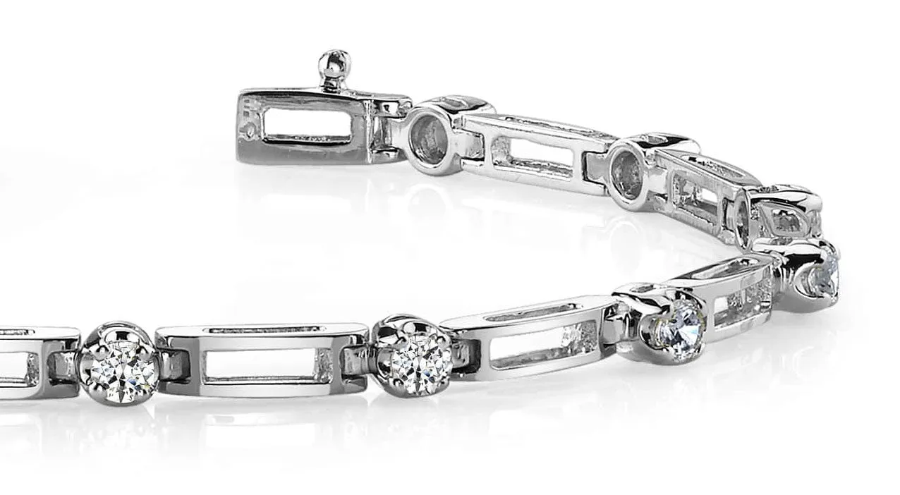Diamond Box Link Diamond Bracelet with 1.04 ct.(finished) 3.0mm