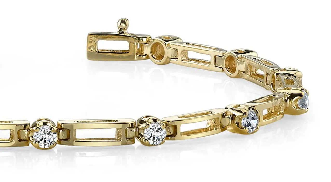 Diamond Box Link Diamond Bracelet with 1.04 ct.(finished) 3.0mm
