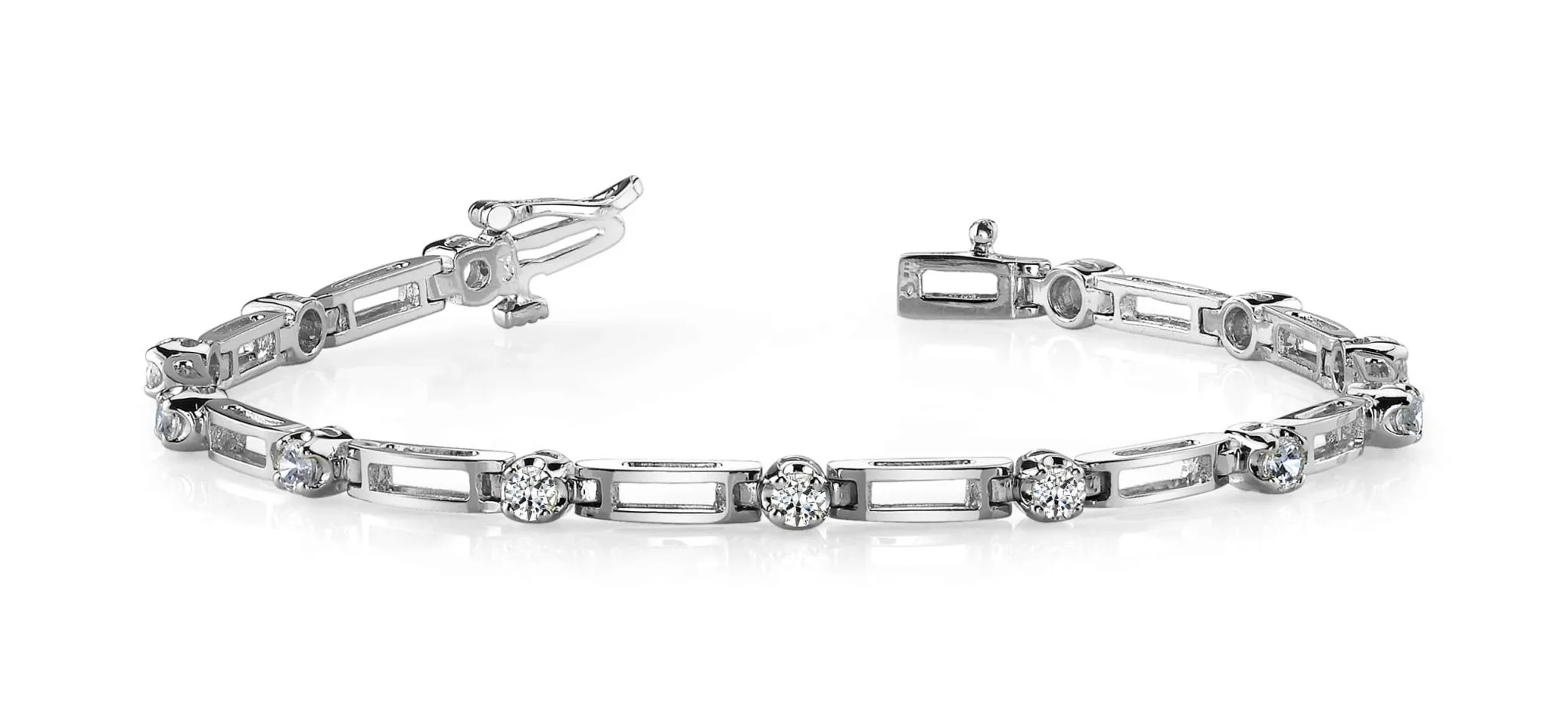 Diamond Box Link Diamond Bracelet with 1.04 ct.(finished) 3.0mm