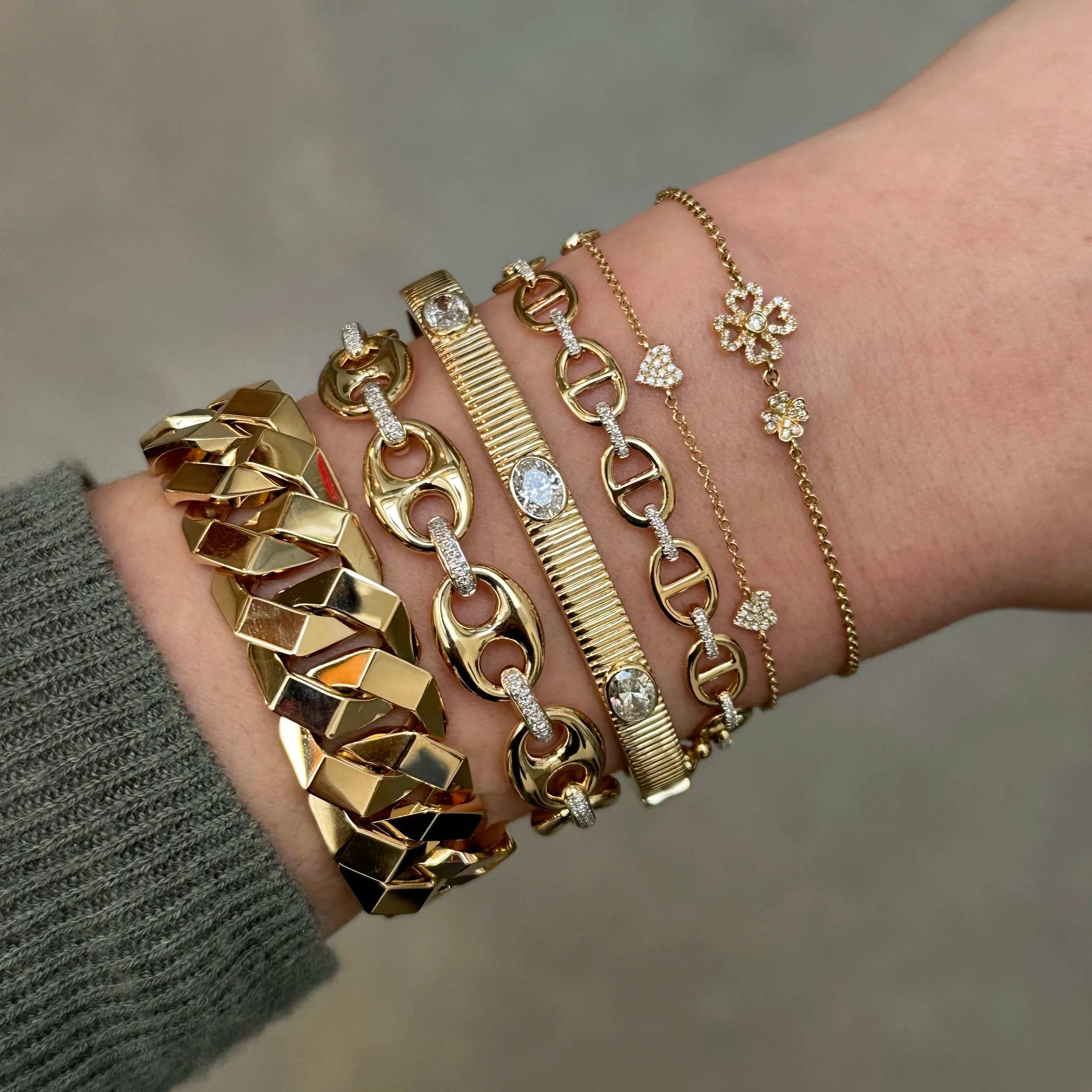 Diamond Clover Hearts Icon Bracelet