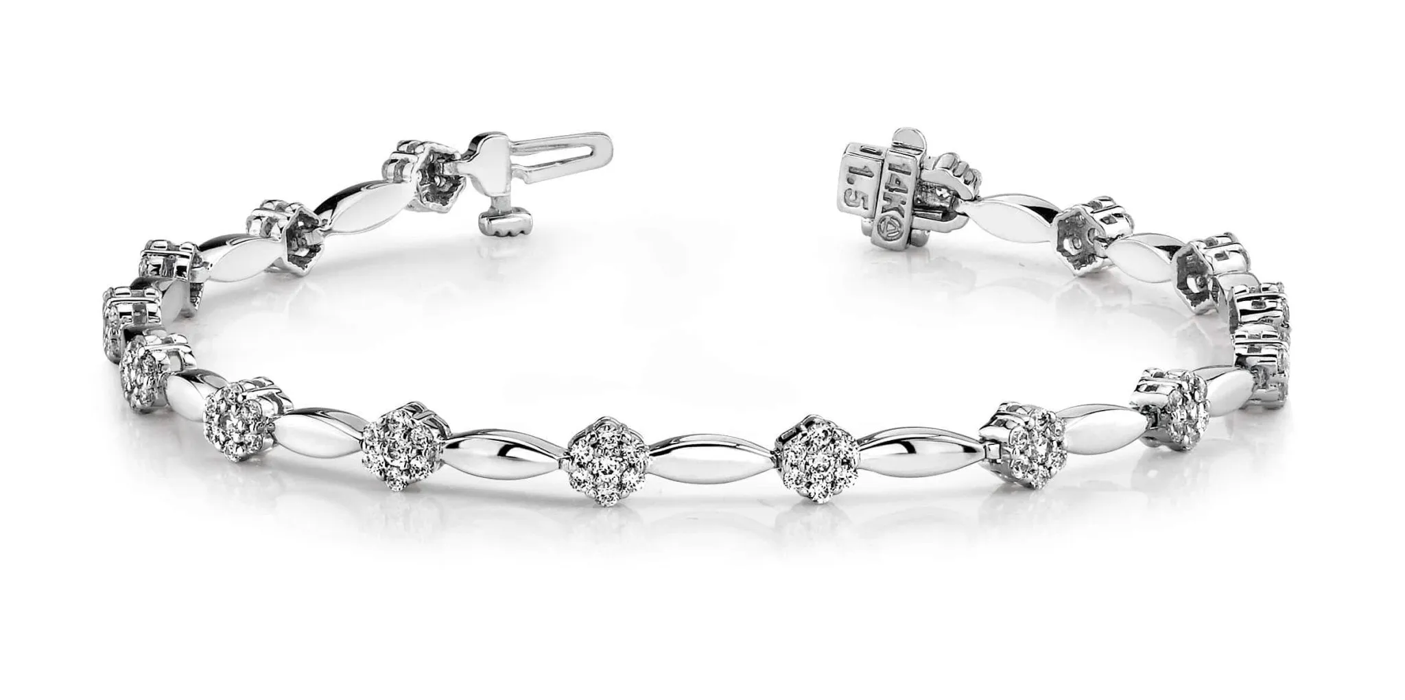 Diamond Cluster Link Bracelet In Lab-Grown Diamond  with 2.10 ct.(finished) 1.6mm, 1.9mm