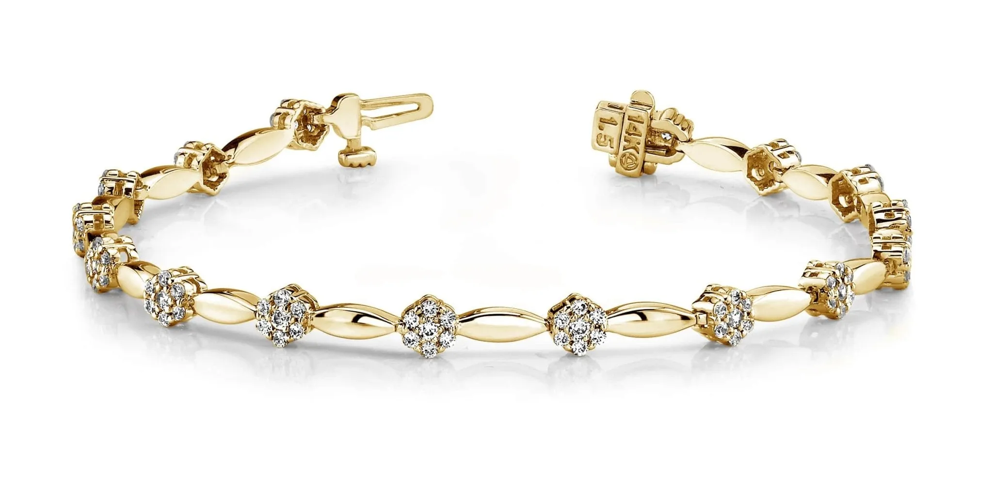 Diamond Cluster Link Bracelet In Lab-Grown Diamond  with 2.10 ct.(finished) 1.6mm, 1.9mm
