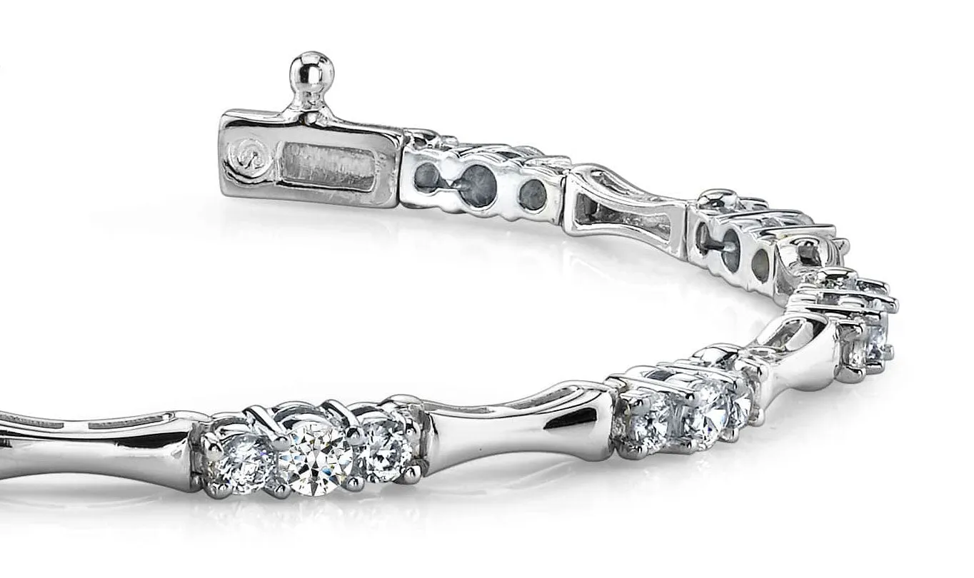 Diamond Column Link Lab-Grown Diamond Bracelet with 1.50 ct.(finished) 1.9mm, 2.9mm