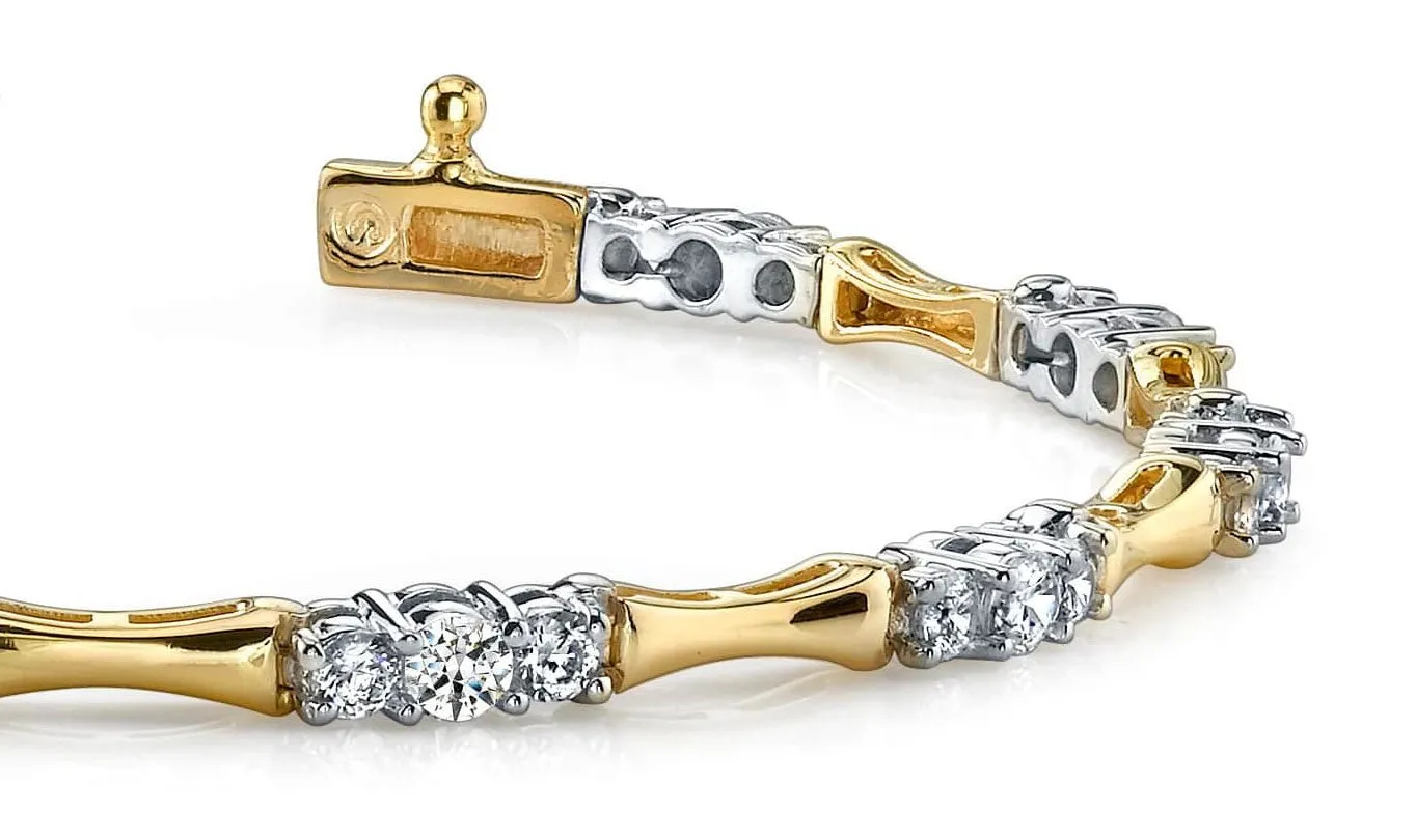 Diamond Column Link Lab-Grown Diamond Bracelet with 1.50 ct.(finished) 1.9mm, 2.9mm
