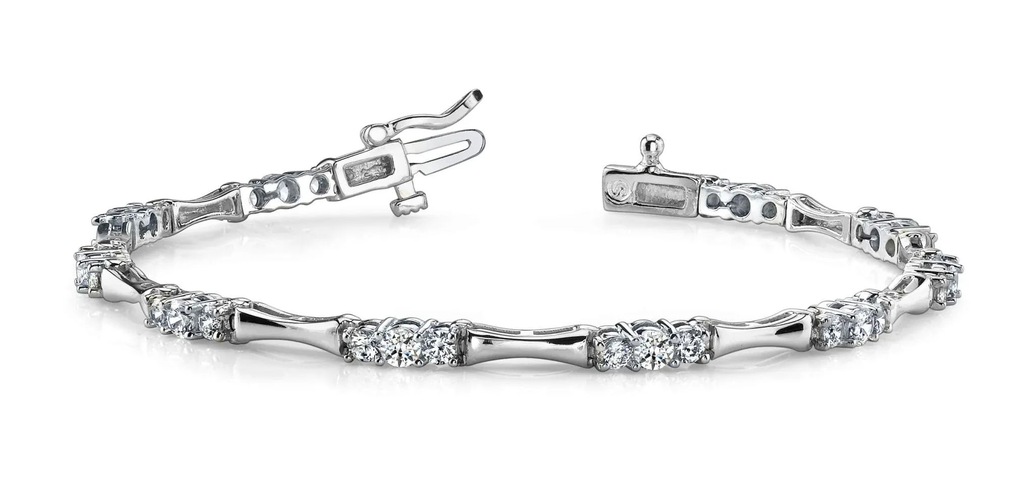 Diamond Column Link Lab-Grown Diamond Bracelet with 1.50 ct.(finished) 1.9mm, 2.9mm