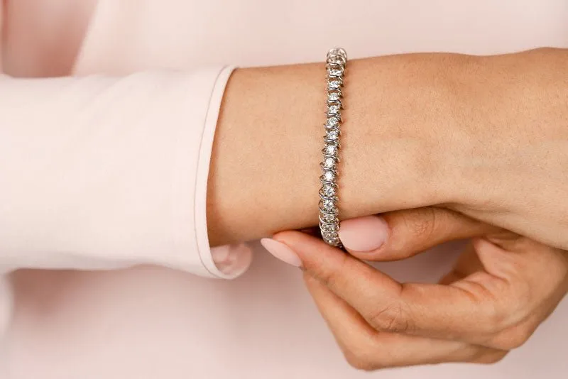 Diamond Swirl Link Lab-Grown Diamond Tennis Bracelet with 0.99 ct.(finished) 1.4mm
