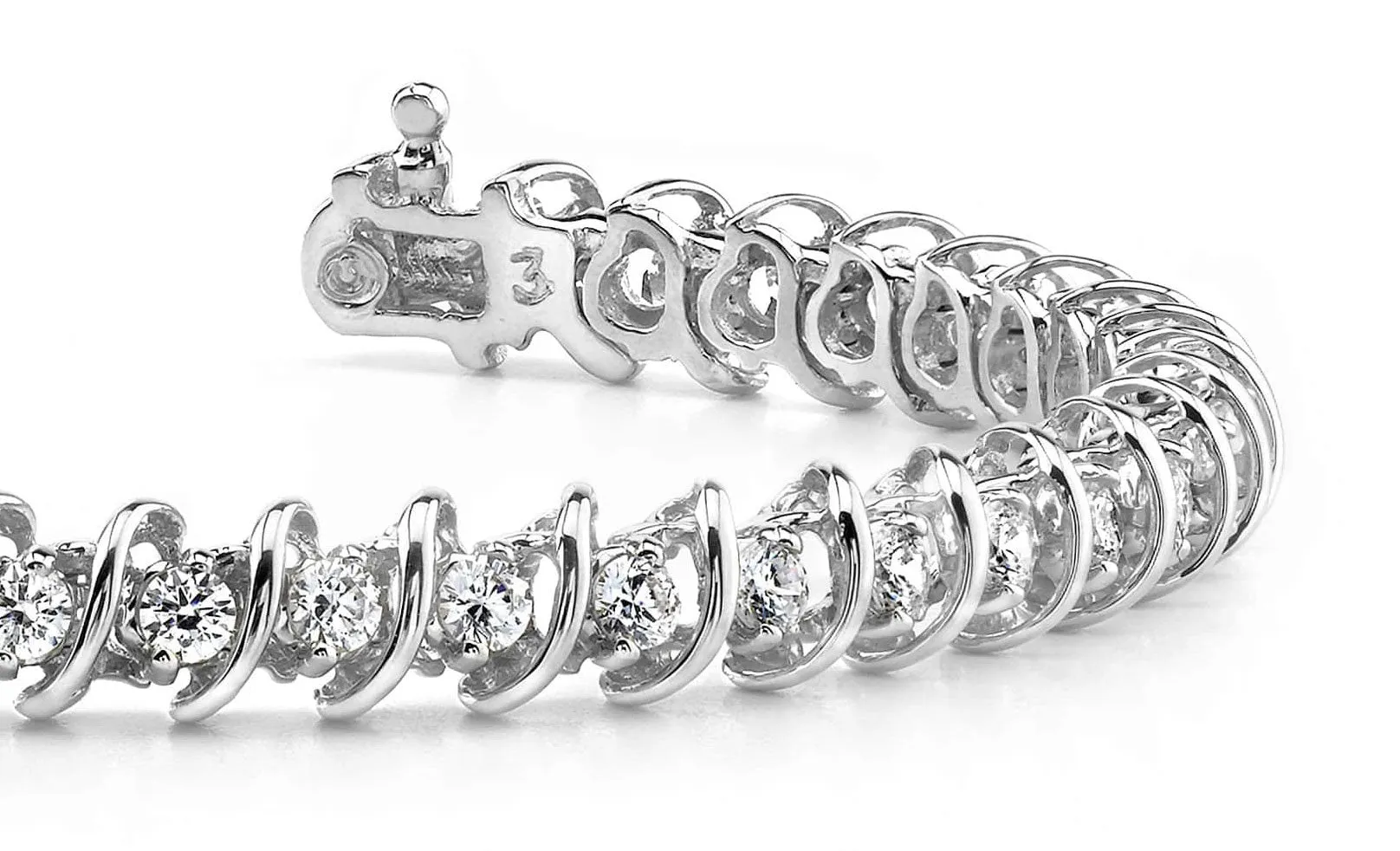 Diamond Swirl Link Lab-Grown Diamond Tennis Bracelet with 0.99 ct.(finished) 1.4mm