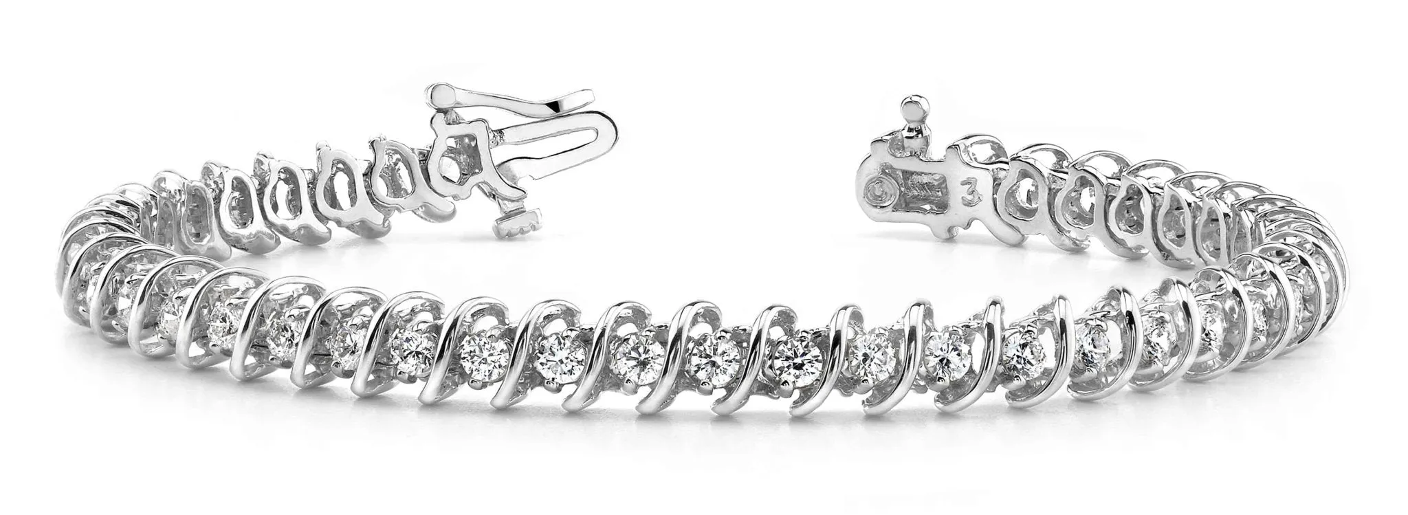 Diamond Swirl Link Lab-Grown Diamond Tennis Bracelet with 0.99 ct.(finished) 1.4mm