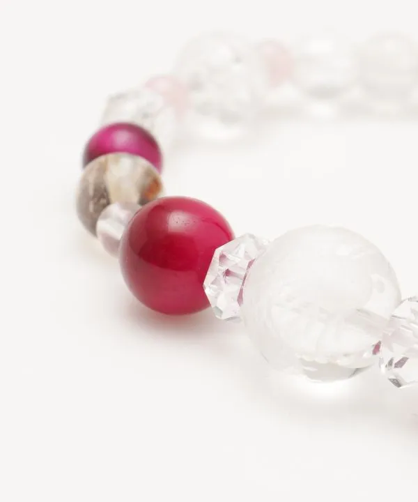 Dragon & Phoenix Engraved Crystal x  Rose Tiger Eye Bracelet