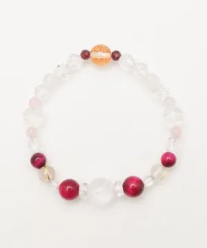 Dragon & Phoenix Engraved Crystal x  Rose Tiger Eye Bracelet